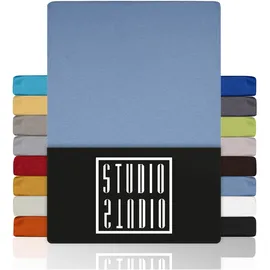Studio Spannbettlaken Jersey 160 x 200 cm blau