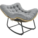 Outsunny Rattan Schaukelstuhl Schaukelsessel mit dicke Kissen, Gartenschaukel bis 120 kg Indoor Outdoor Liegestuhl Gartenmöbel für Garten Terrasse 87 x 110 x 70 cm Grau   Aosom