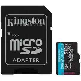 Kingston Canvas Go! Plus Gen4 512GB microSDXC Speicherkarte (200 MB/s, A2 U3) mit Adapter