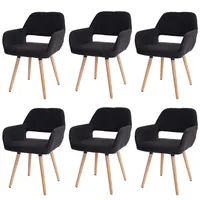 Mendler 6er-Set Esszimmerstuhl HWC-A50 II, Stuhl Küchenstuhl, Retro 50er