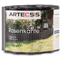 ARTECSIS 1x Rasenkante aus Kunststoff, 9 m x 10cm, Anthrazit, gewellt, Umrandung für Beete, Beeteinfassung, Rasenbegrenzung