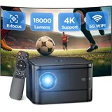Mini Beamer,【Elektrischer Fokus】 A40 Tragbarer Projektor 4K, 18000Lumen Full HD 1080P WiFi Bluetooth Projektor, Trapezkorrektur, Beamer Handy, Heimkino Projektor für Telefon/Laptop/TV Stick/USB/HDMI