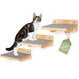 WOOWOOD® Kletterwand Katzen | Katzentreppen 3er-Set | Katzentreppe Wand | Katzen Kletterwand Set | Katzenleiter | Katzenwand Klettern | Catwalk Katze | Katzen Wand Klettern | XL