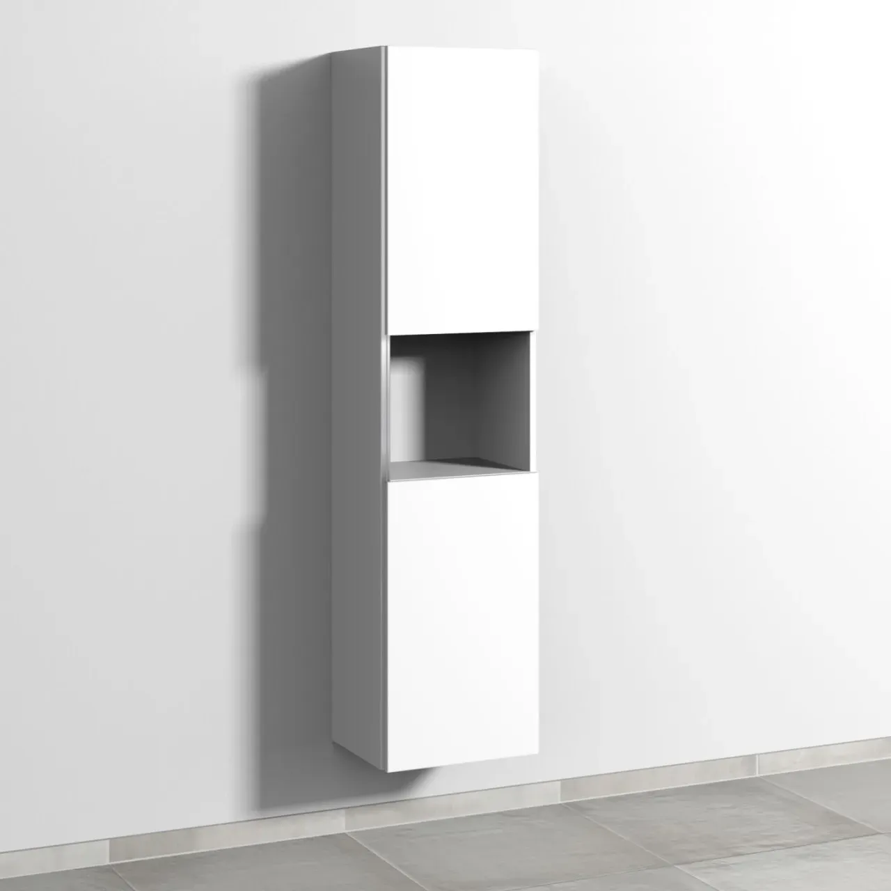 Sanipa 3way Hochschrank mit 2 Türen und 1 offenem Fach, Weiß-Soft BR11743