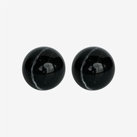Zwei edle schwarze Marmorkugeln (Black Marquina) 45 mm zur Entspannung der Hände – Qi Gong – Handschmeichler – Handkugeln – Handtherapie