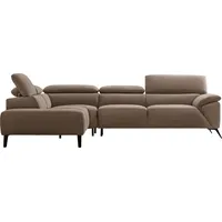 Nicoletti Home Ecksofa, Breite 287 cm, verstellbare Kopfstütze, Ottomane links oder rechts grau