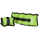 ONE FITNESS Gewichtsmanschette Traningsmanschette 2x1,5 KG, (Set, Zusatzgewicht), Rutschfest auch bei intensiven Bewegungen und Belastungen grün