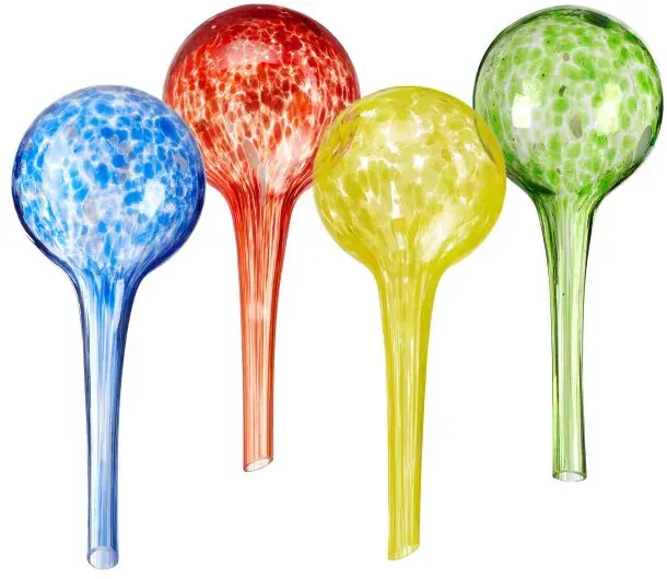 Relaxdays Bunte Bewässerungskugeln Glas 4er Set Blau,Grün,Rot