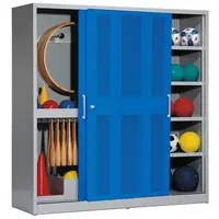 C+P Sportgeräteschrank mit Lochblech-Schiebetüren (Typ 5), HxBxT 195x190x60 cm,