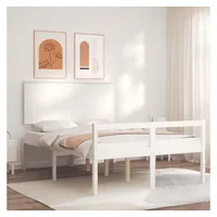 vidaXL Bett Seniorenbett mit Kopfteil Weiß Massivholz weiß 190 cm x 120 cmvidaXL