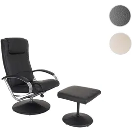 Mendler Relaxsessel N44 Kunstleder 80 x 100 x 80 cm Schwarz mit Hocker