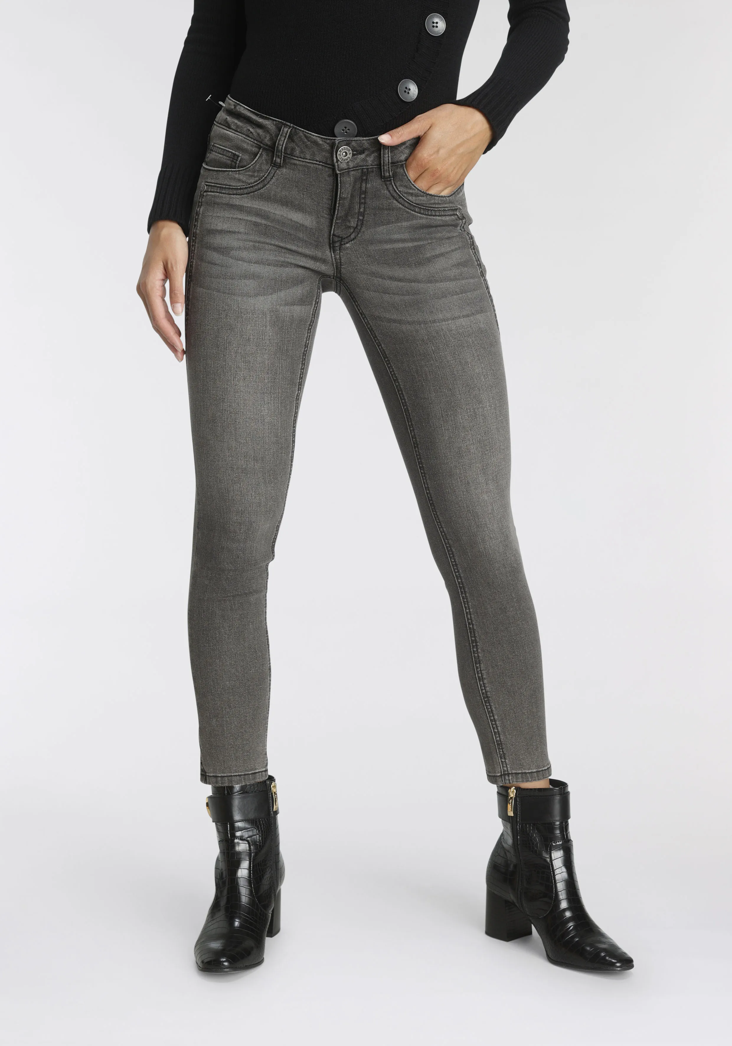 Arizona Skinny-fit-Jeans »mit Keileinsätzen«, extra-enger Beinschnitt, niedrige Leibhöhe Arizona grey used 88