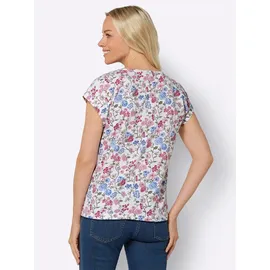 Classic Basics Kurzarmshirt CLASSIC BASICS "Druck-Shirt", Damen, Gr. 54, weiß (weiß, bedruckt), 100% Baumwolle, bedruckt, geblümt, gemustert, mehrfarbig, Rundhals, Shirts