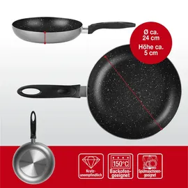 DS PRODUKTE Mama Rossi Aluminium-Pfanne 24cm anthrazit mit Cool-Touch-Griff - Grau