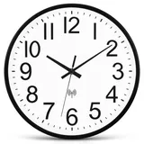 Ziprote Funkuhr Wanduhr, 30cm Funkuhr Wanduhren Lautlos, Groß Leicht Ablesbare Uhr Modern Funkwanduhr Wanduhr Nicht Tickend für KüChe Schlafzimmer, Büro, Badezimmer (Schwarz)
