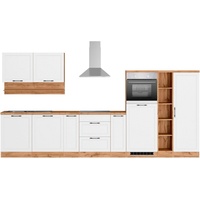Kochstation Küche »KS-Lana«, 380 cm breit, wahlweise mit oder ohne E-Geräte, weiß