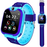 Kesasohe Smartwatch Kinder Telefon, wasserdichte Kind Uhr mit Voice-Chat SOS-Kamera Musik Wecker Taschenrechner 11 Spiele Uhr Anruf Kinder, Geschenke für Schüler im Alter von 3-14 Jahren (Blau)