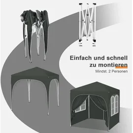 Woltu Faltpavillon 2 x 2 m inkl. 4 Seitenteile Grau