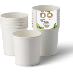 BIOZOYG Suppenbecher to go 25 Stück 300 ml, weiß Suppenschüsseln Einweg - Einweggeschirr Alternative zur Plastikschüssel - Becher, Suppe, Soup Bowl