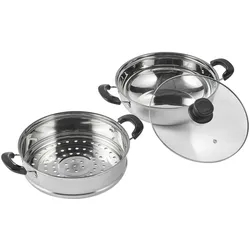 VEVOR 28cm Dampfgarer Topf Edelstahl mit Glasdeckel, 1 Etagen (1x Dampfkochtopf und 1x Suppentopf)Dampfkocher Dampftopf Induktion Gardampftopf Dampfkochtopf Kochtopf für Gemüse, Fisch, Suppe, Knödel