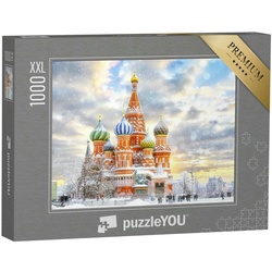 puzzleYOU Puzzle Puzzle 1000 Teile XXL „Roter Platz mit Basilius-Kathedrale, Russland“, 1000 Puzzleteile, puzzleYOU-Kollektionen Moskau