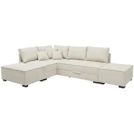 Home Affaire Ecksofa HOME AFFAIRE "Night & Day L-Form, B: 316 cm mit Dauer-Schlaffunktion 180x200 cm", beige (cream), B:316cm T:215cm, 100% Polyester, Sofas, Ecksofa, Set: Sofa & Hocker, Bettfunktion, Bettkasten & Kissen, Boxspringbett