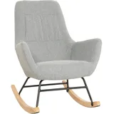 Mendler Schaukelstuhl HWC-N13, Schwingstuhl Relaxsessel Fernsehsessel, Massiv-Holz Metall Stoff/Textil 320g/m2 ~ grau-gr√on