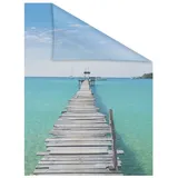 Lichtblick Fensterfolie El Mar, 1 St., blickdicht, strukturiertKlebepunkte, selbstklebend, Sichtschutz, blau B/L: ca. 50x100 cm
