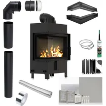 Kratki Lucy Kamineinsatz Stahl Schwarz/Abdeckplatte Glas