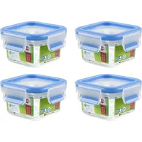 Emsa Clip & Close quadratisch, 200 ml transparent/blau (4er