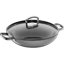 WMF Fusiontec Mineral Wok mit Glasdeckel, 32 cm, Platinum