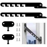 Fensterfeststeller Set,2 Stück Fensterstopper,Kippfenster Feststeller Metall,Zuschlagschutz Fensterriegel Kippfensterschutz mit Schrauben,Fenster Kipp Regler,zum Einstellen Der Fensteröffnung(schwarz)