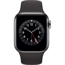 Apple Watch Series 6 GPS + Cellular 40 mm Edelstahlgehäuse graphit, Sportarmband schwarz