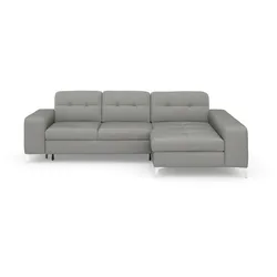 Ecksofa SIT & MORE "Baviene L-Form", silber, B:286cm H:92cm T:176cm, Sofas, inklusive Sitztiefenverstellung und Federkern, wahlweise Bettfunktion