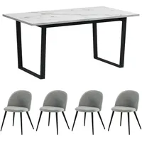 VCM ebuy24 Tilst Essgruppe Tisch Weiß Marmor Print mit