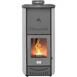 STUFE A PELLET ITALIA New York 20 Kw | Hydro-Pelletöfen für Heizung und Warmwasser Effizienz 90% Heizt 120m2 Autonomie 22 Std. Programmierbar 5 Geschwindigkeiten und Kräfte 24 Monate Garantie Grau