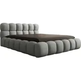 luxusbetten24 Designer Polsterbett Boston Bouclé mit Stauraum 140x200 Hellgrau 38 Latten - Hellgrau