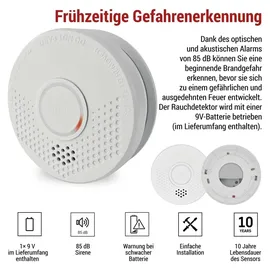 EMOS Rauchmelder Weiß inkl. 9V Batterie