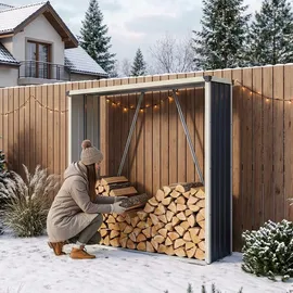 casa.pro Kaminholzregal Kalmar Stahl 155 x 45 x 157 cm Anthrazit