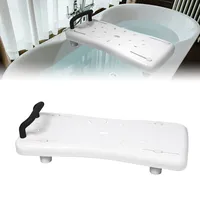 LZQ Badewannenbrett 70cm lang Badewannensitz Senioren mit Schwarz Griff und Seifenablage, Einstellbar Wannensitz Sitzbrett für Badewanne für Erwachsene bis max.150kg