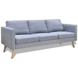 vidaXL Sofa 3-Sitzer Stoff Hellgrau