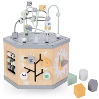 Mamabrum 7-in-1 Lernwürfel - Baby Spielzeug mit Motorikschleife, Abakus, Uhr, Zahnräder, Formsortierer & Labyrinth - Spielzeug ab 1 Jahr für Motorik & Entwicklung