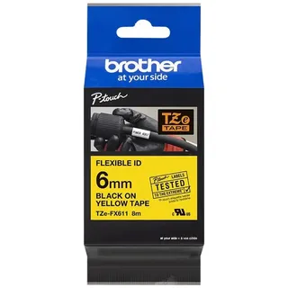 Brother TZE-FX611 6mm schwarz auf gelb