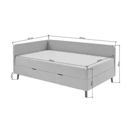 deinbett Polsterliege mit Bettkasten ¦ grau ¦ Maße (cm): B: 130 H: 84