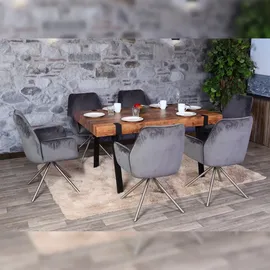 Mendler Esstisch HWC-L54, Tisch Küchentisch Esszimmertisch, Industrial Metall 150x90cm ~ dunkle Wildeiche