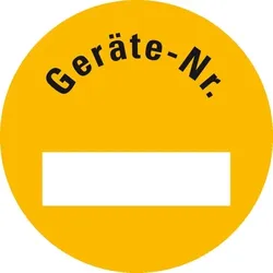 Aufkleber I Inventaretikett Geräte-Nr., gelb, Dokumentenfolie, selbstklebend, Ø 30mm, 18/Bogen
