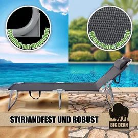 BigDean Sonnenliege 53 x 150 x 0 cm Dunkelgrau