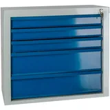 PROREGAL Schubladenschrank Kobra mit 5 Schubladen | HxBxT 60x70x43,5cm | Lichtgrau/Blau