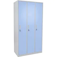 Proregal Garderobenschrank Metall 180x90x50 cm blau 3 Fächer
