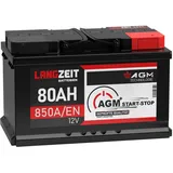 LANGZEIT AGM Batterie 80Ah 12V 850A/EN Start-Stop Autobatterie VRLA Batterie